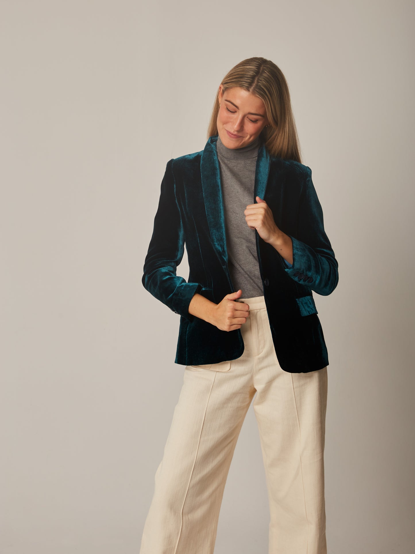 Blazer Margarita azul pavo real